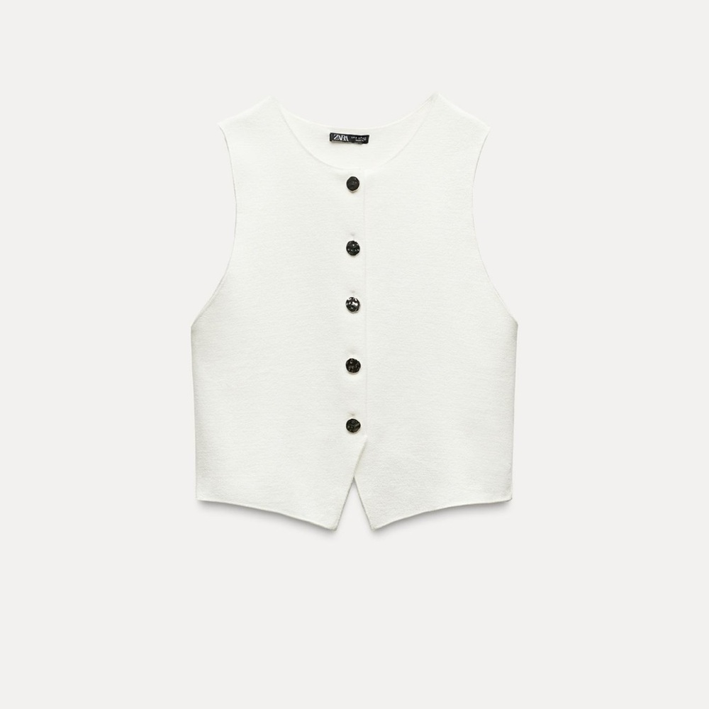 Zara White Button-Up Vest